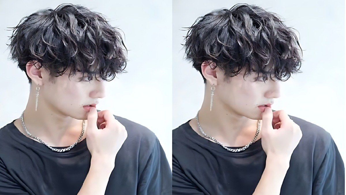 Tóc uốn tự nhiên cho nam mặt dài