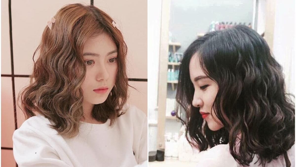 Tóc uốn xù ngang vai kết hợp mái thưa trẻ trung, năng động