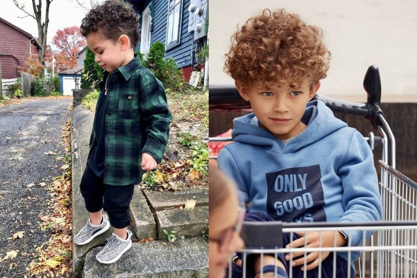 Tóc xoăn mì tinh nghịch cho bé trai 9 tuổi