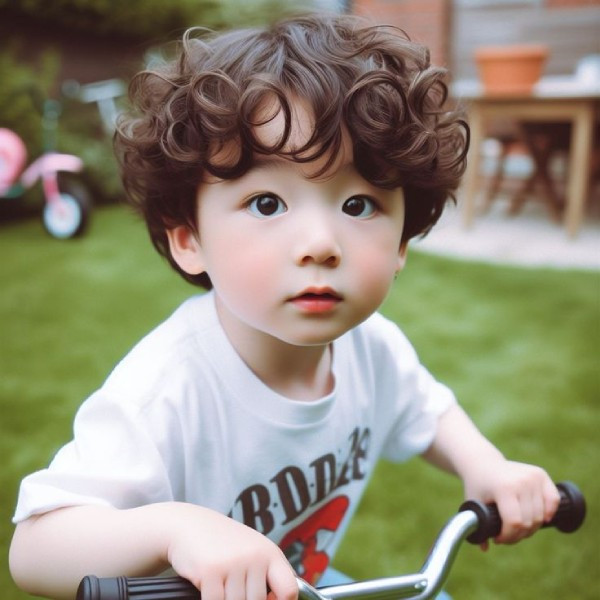 Tóc xoăn rối nhẹ cho bé trai, phong cách cá tính Hàn Quốc