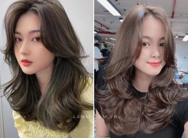 Tóc xoăn sóng cho mặt tròn