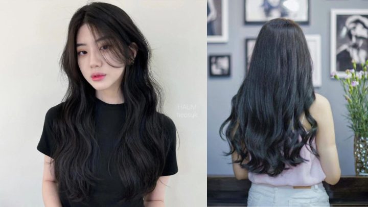 Kiểu tóc đen uốn sóng nhẹ nhàng, tạo cảm giác trẻ trung và nữ tính