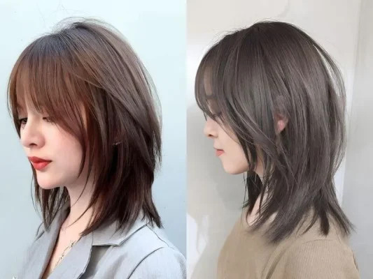 Kiểu tóc mullet layer nữ ngắn có mái
