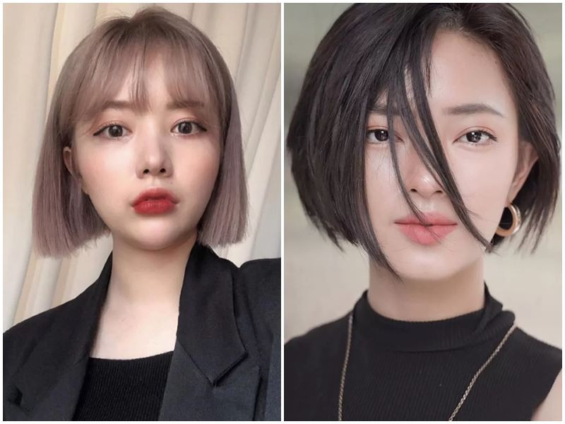 Tóc ngắn Bob thẳng một bên